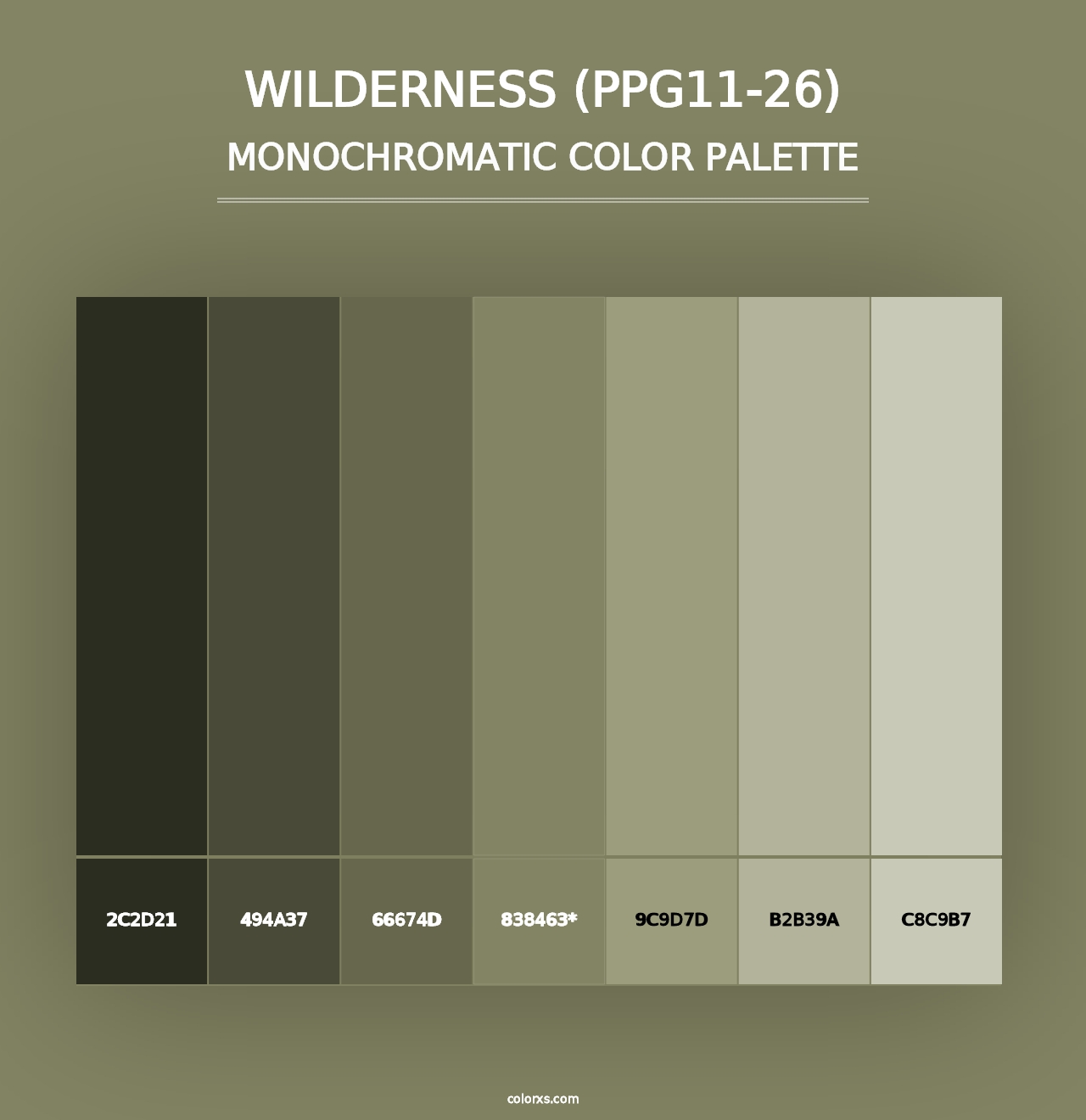 Wilderness (PPG11-26) - Monochromatic Color Palette