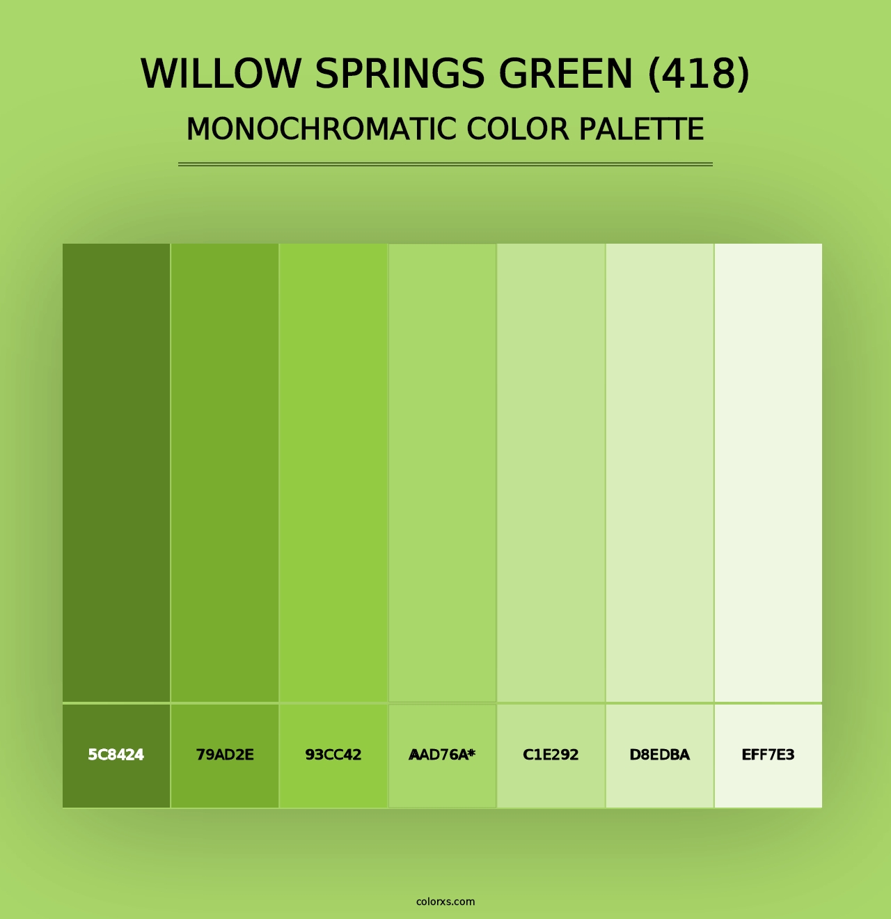 Willow Springs Green (418) - Monochromatic Color Palette