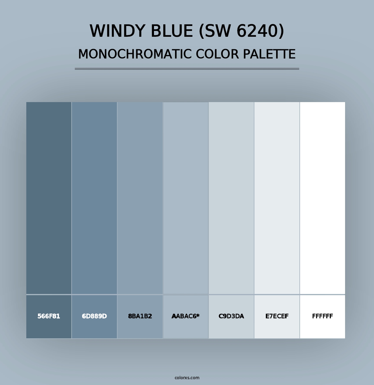 Windy Blue (SW 6240) - Monochromatic Color Palette