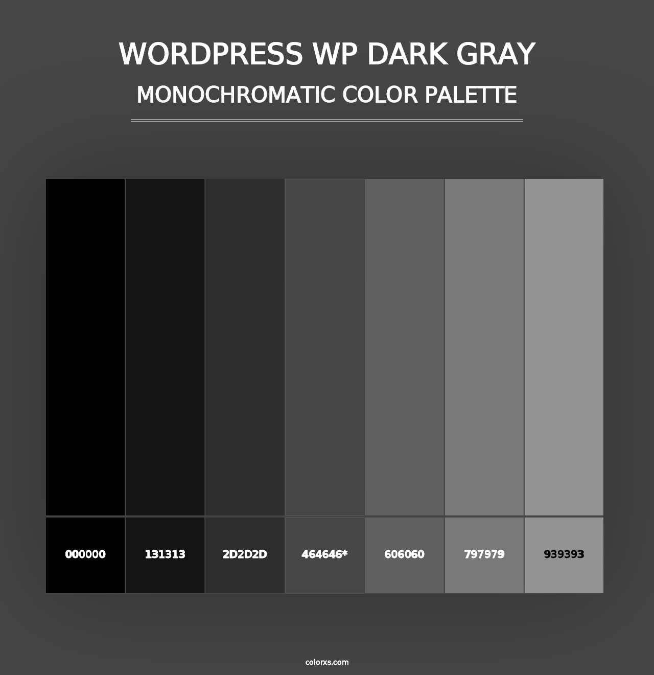 WordPress WP Dark Gray - Monochromatic Color Palette