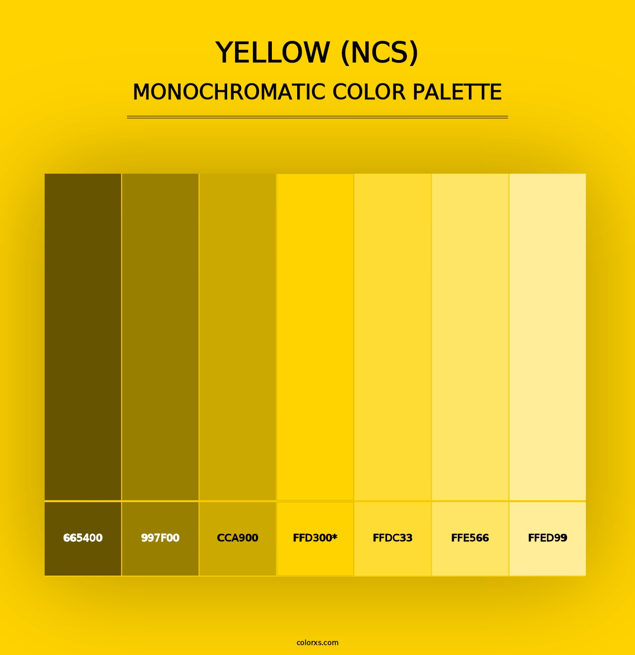 Yellow (NCS) - Monochromatic Color Palette