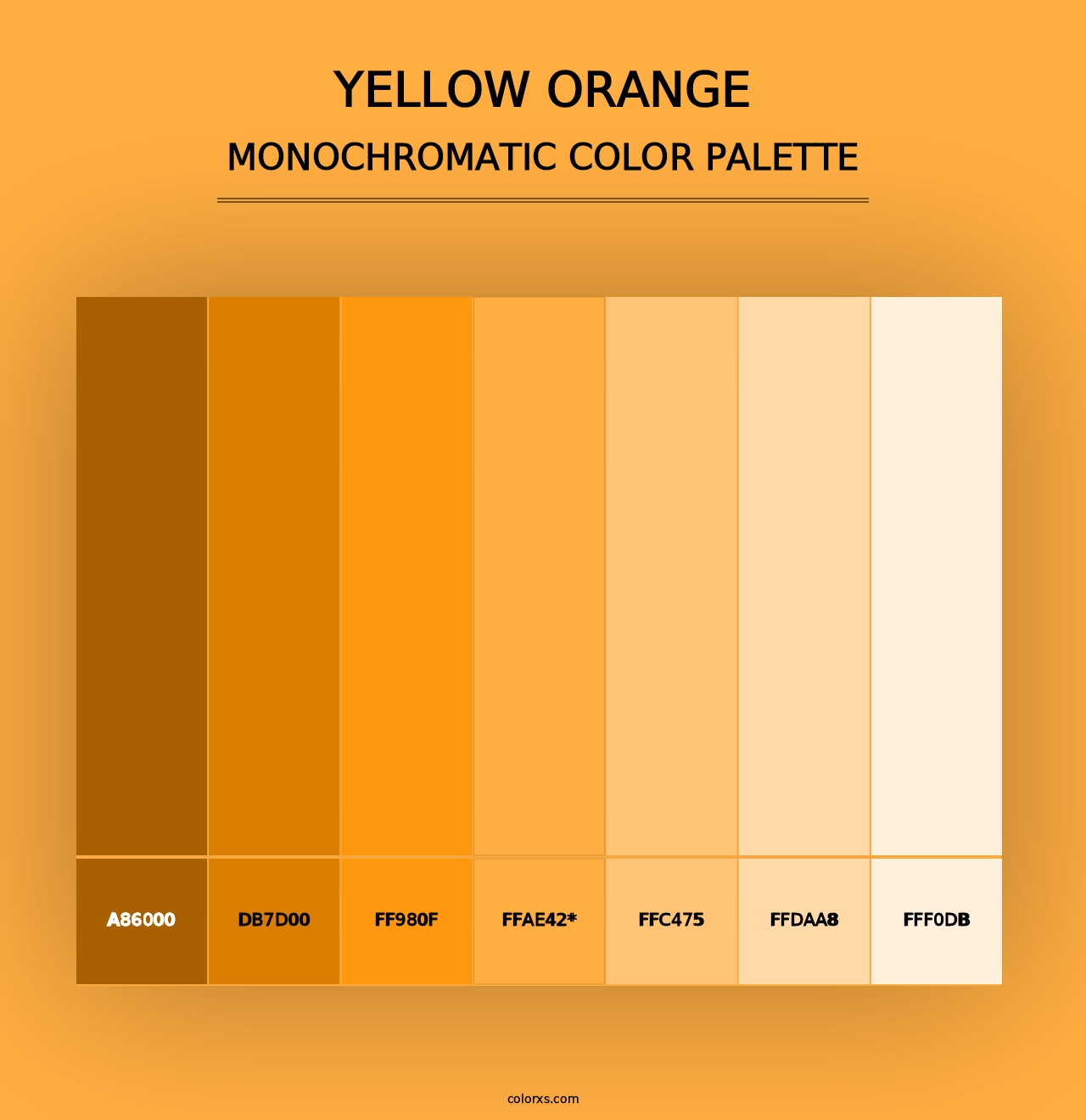 Yellow Orange - Monochromatic Color Palette