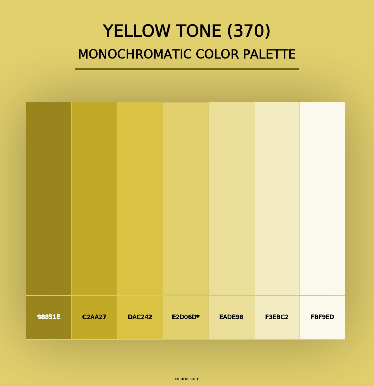 Yellow Tone (370) - Monochromatic Color Palette