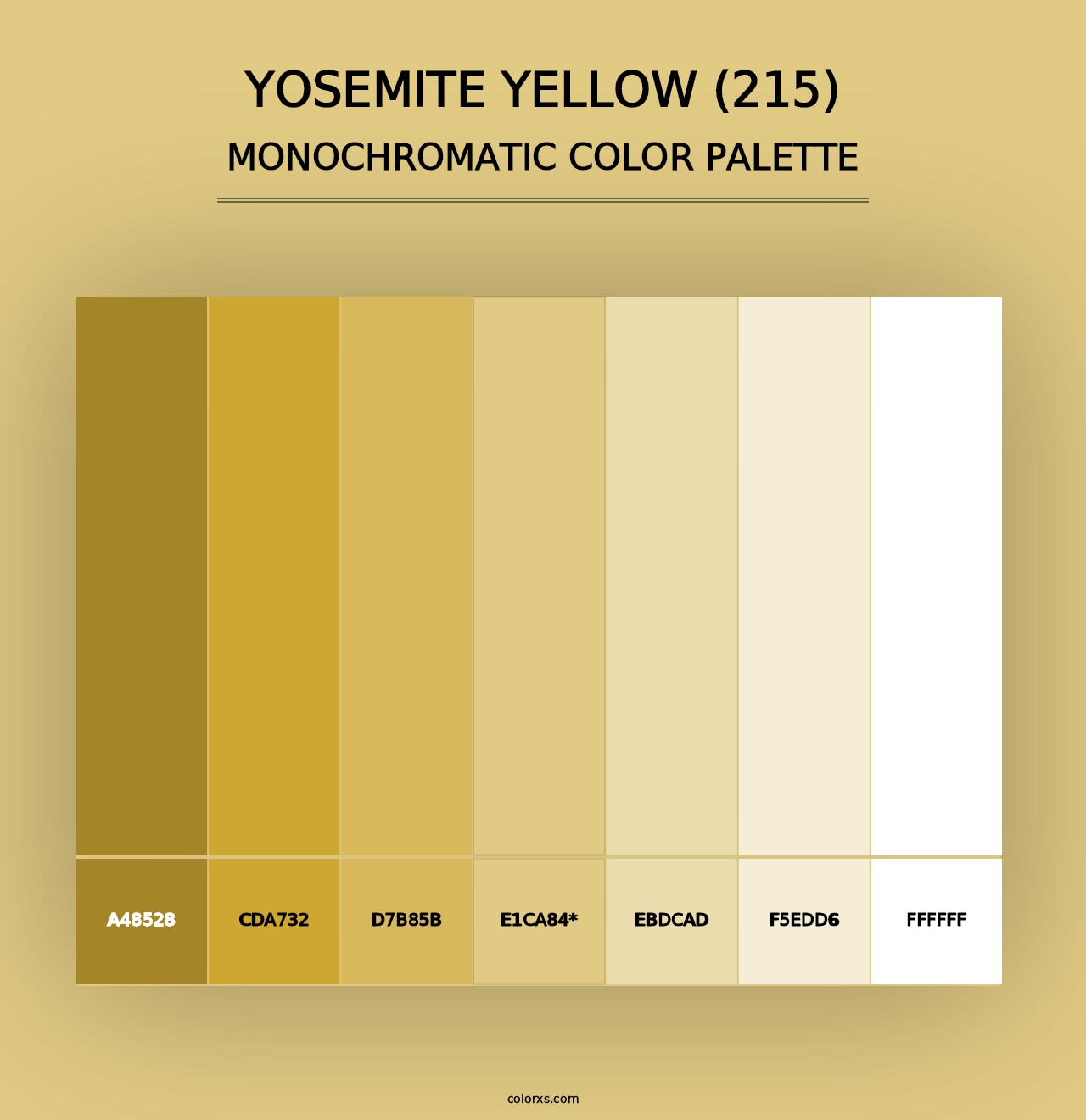 Yosemite Yellow (215) - Monochromatic Color Palette