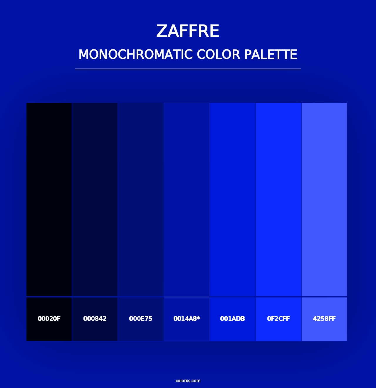 Zaffre - Monochromatic Color Palette