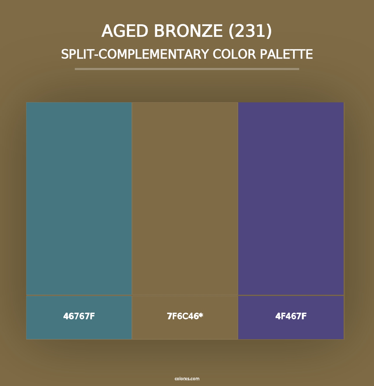 Aged Bronze (231) - Split-Complementary Color Palette