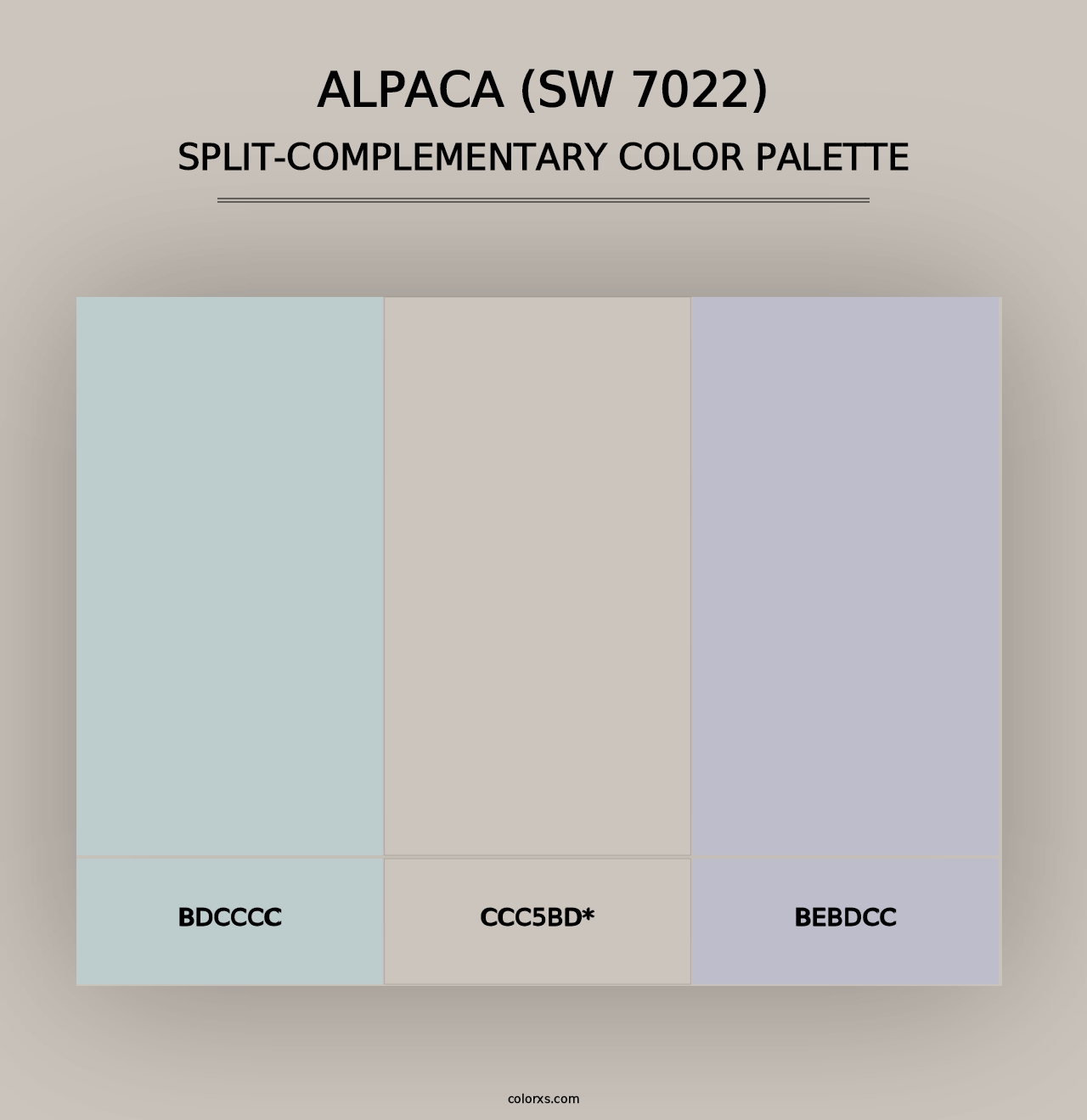 Alpaca (SW 7022) - Split-Complementary Color Palette