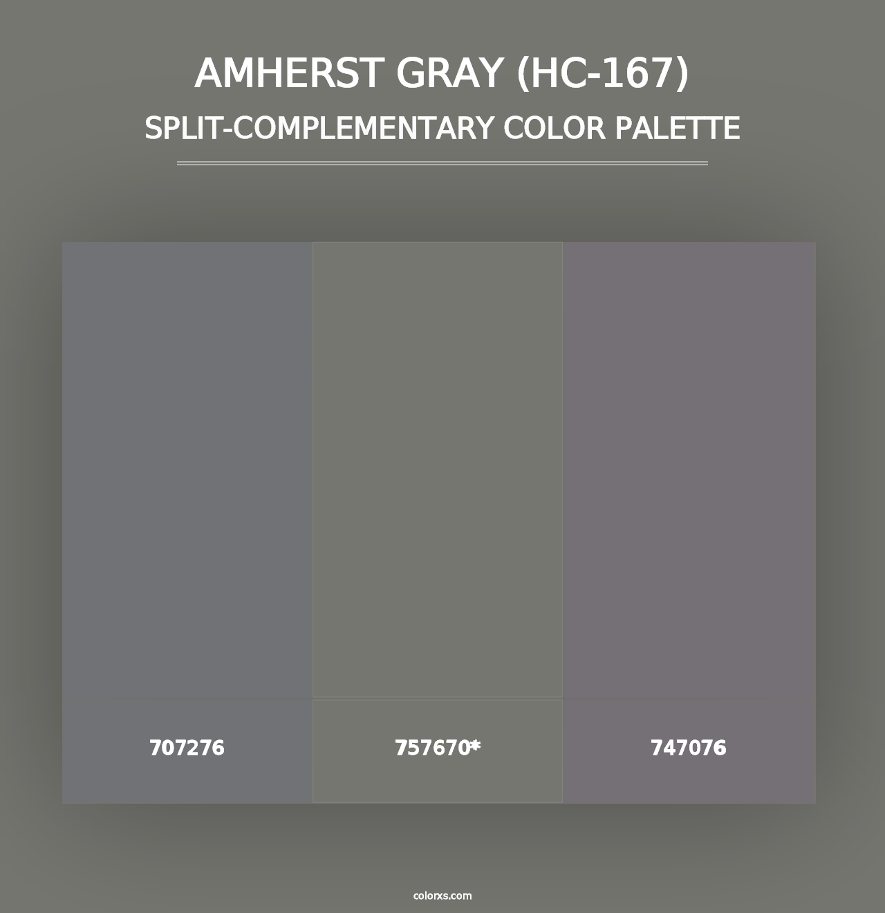 Amherst Gray (HC-167) - Split-Complementary Color Palette