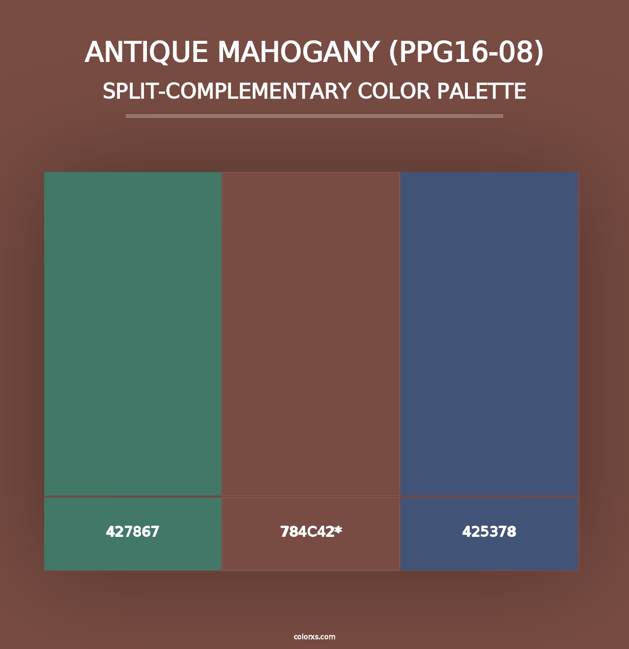 Antique Mahogany (PPG16-08) - Split-Complementary Color Palette