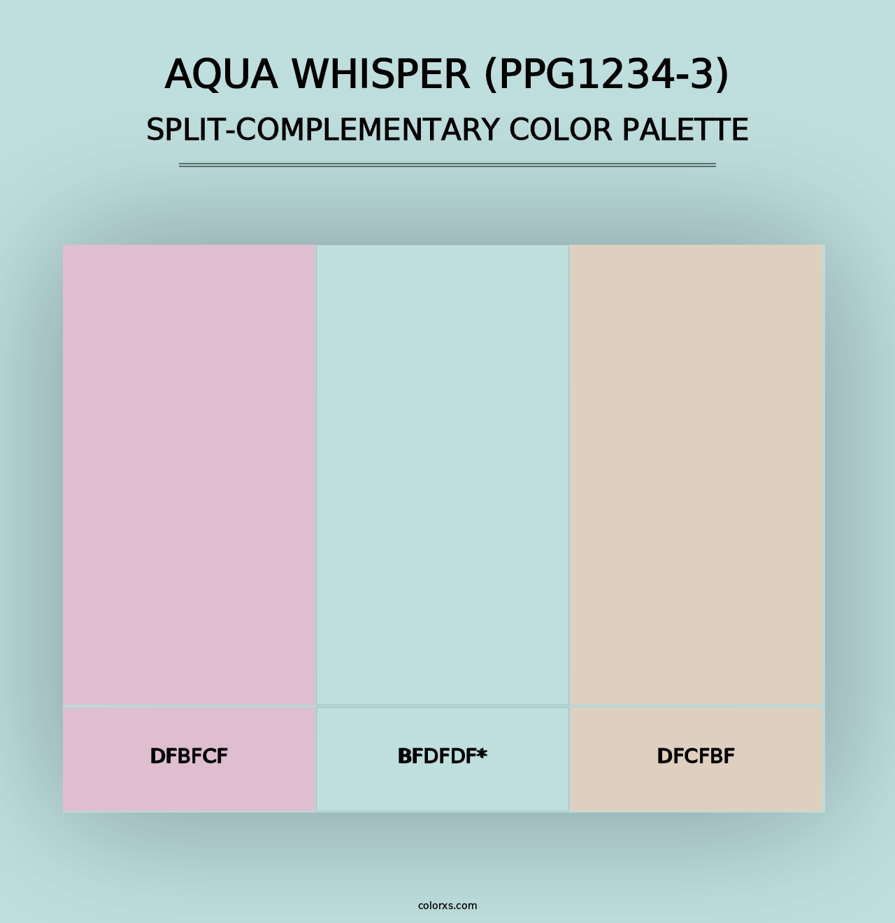 Aqua Whisper (PPG1234-3) - Split-Complementary Color Palette