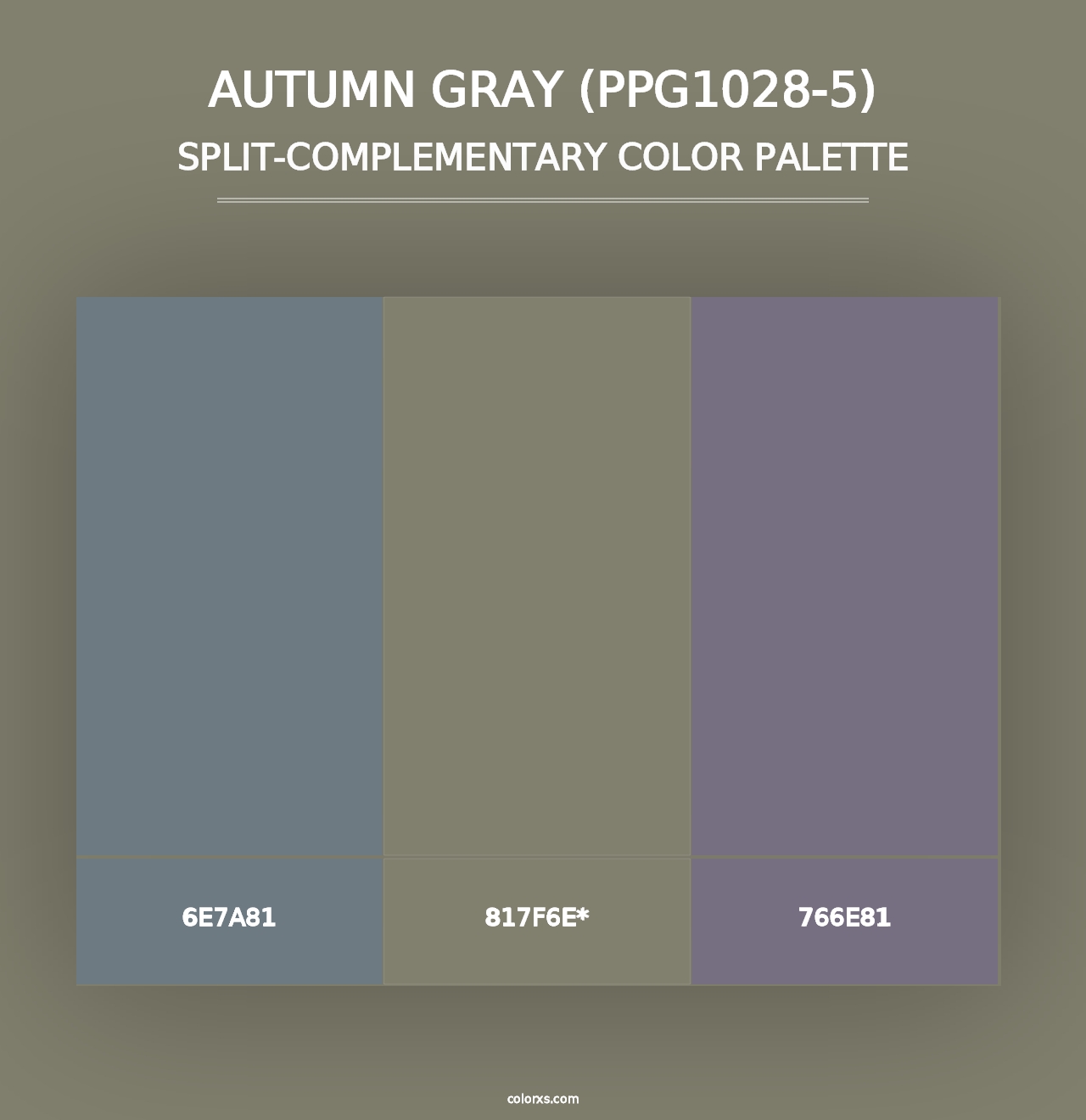 Autumn Gray (PPG1028-5) - Split-Complementary Color Palette