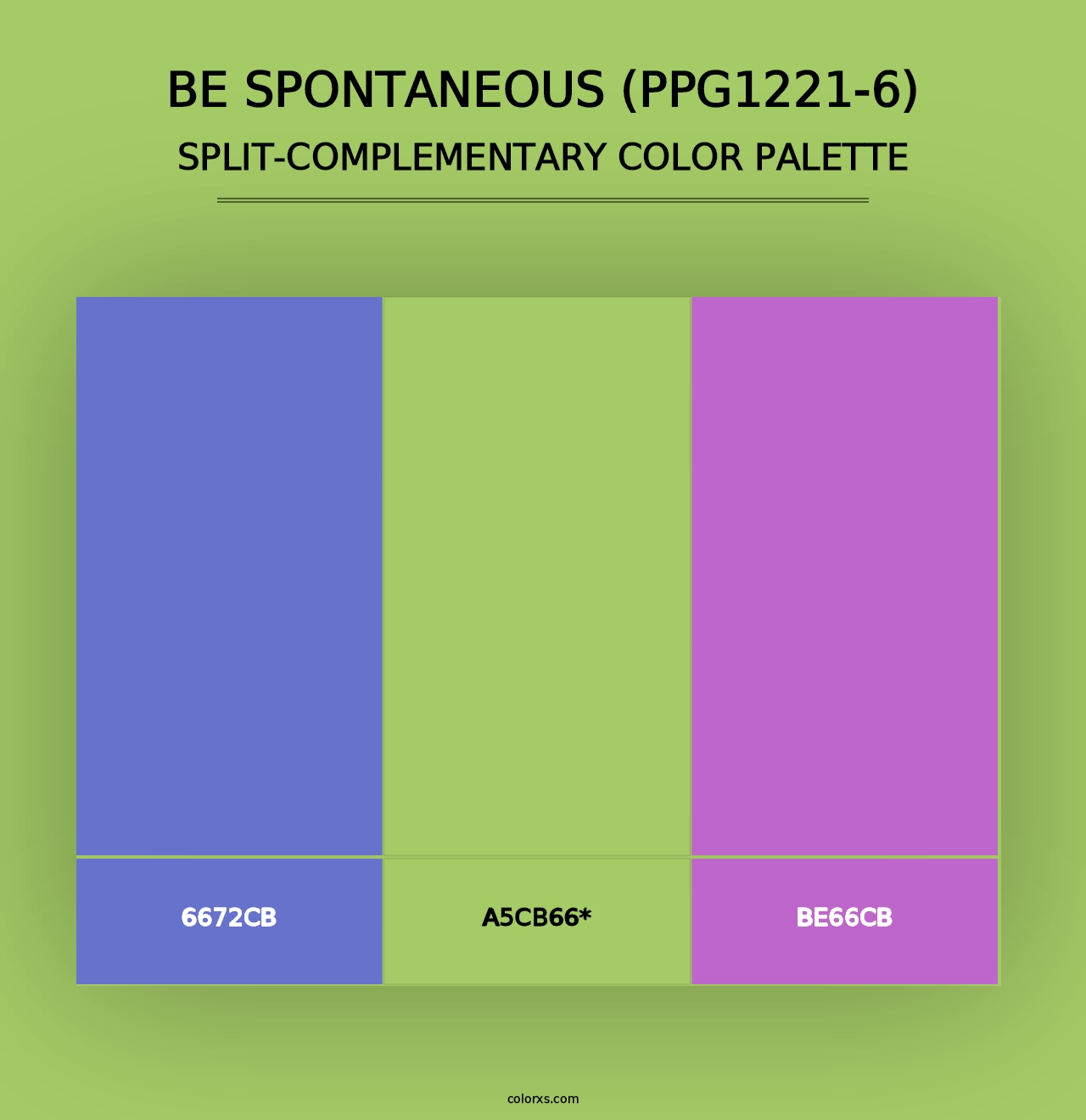 Be Spontaneous (PPG1221-6) - Split-Complementary Color Palette