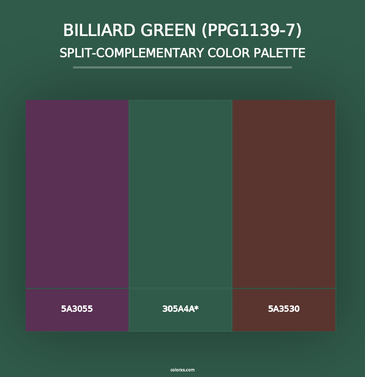 Billiard Green (PPG1139-7) - Split-Complementary Color Palette