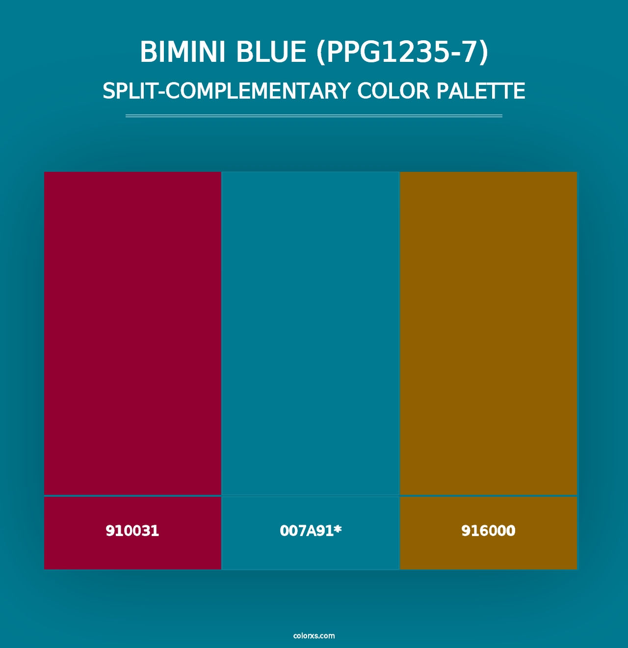 Bimini Blue (PPG1235-7) - Split-Complementary Color Palette