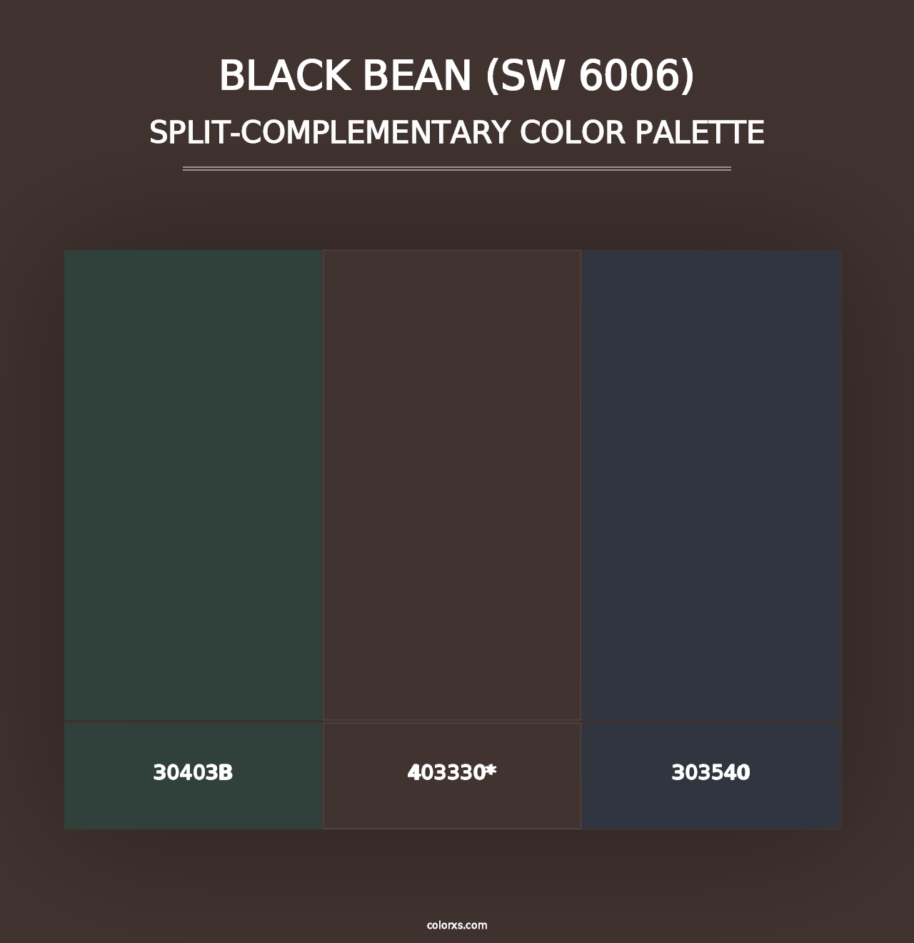 Black Bean (SW 6006) - Split-Complementary Color Palette