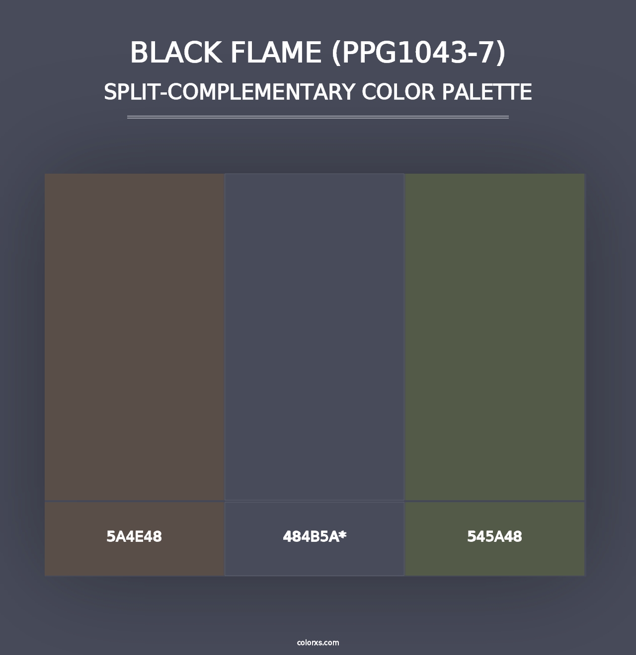 Black Flame (PPG1043-7) - Split-Complementary Color Palette