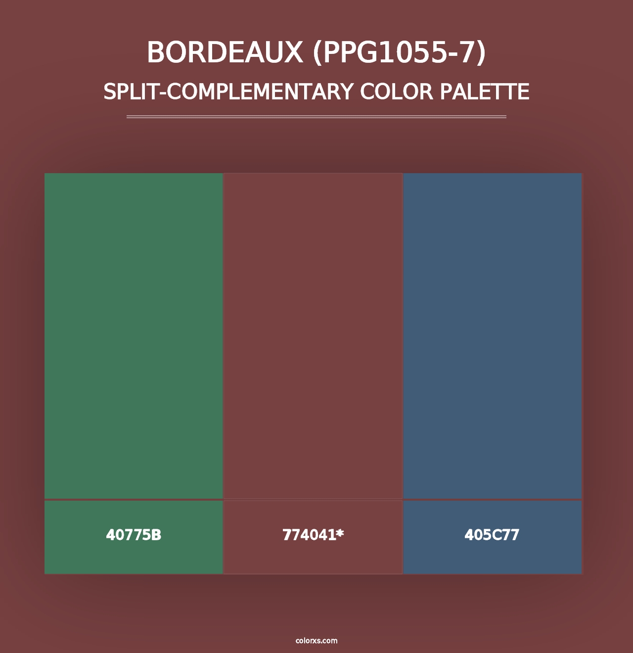 Bordeaux (PPG1055-7) - Split-Complementary Color Palette