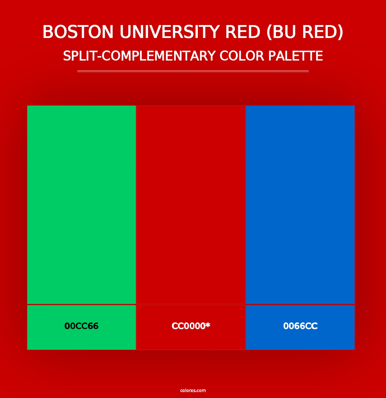 Boston University Red (BU Red) - Split-Complementary Color Palette