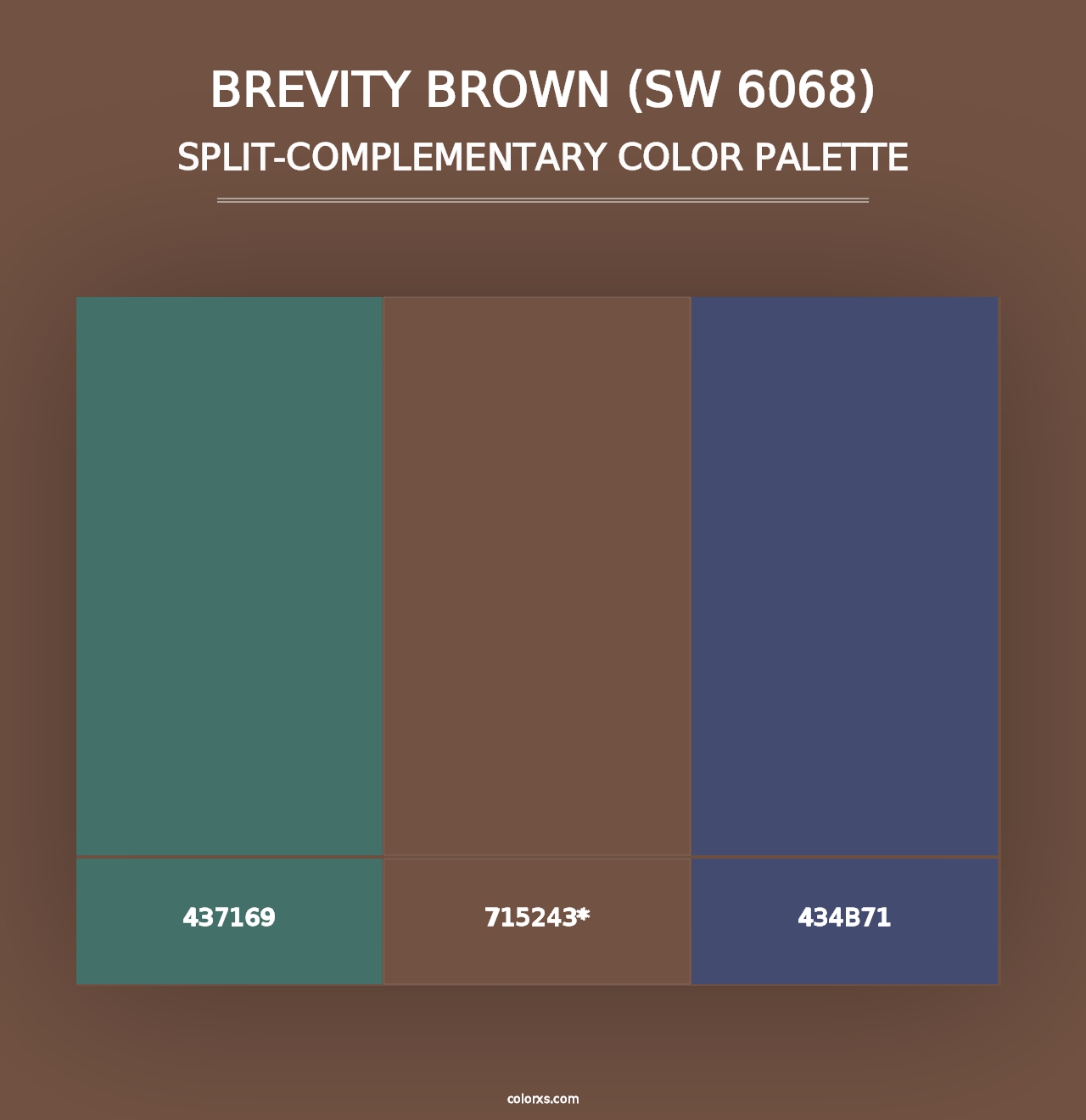 Brevity Brown (SW 6068) - Split-Complementary Color Palette