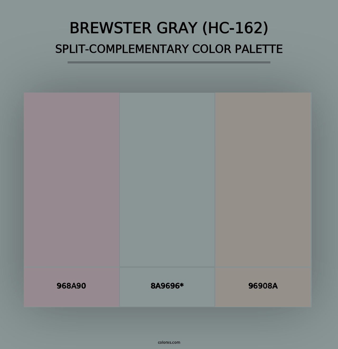 Brewster Gray (HC-162) - Split-Complementary Color Palette