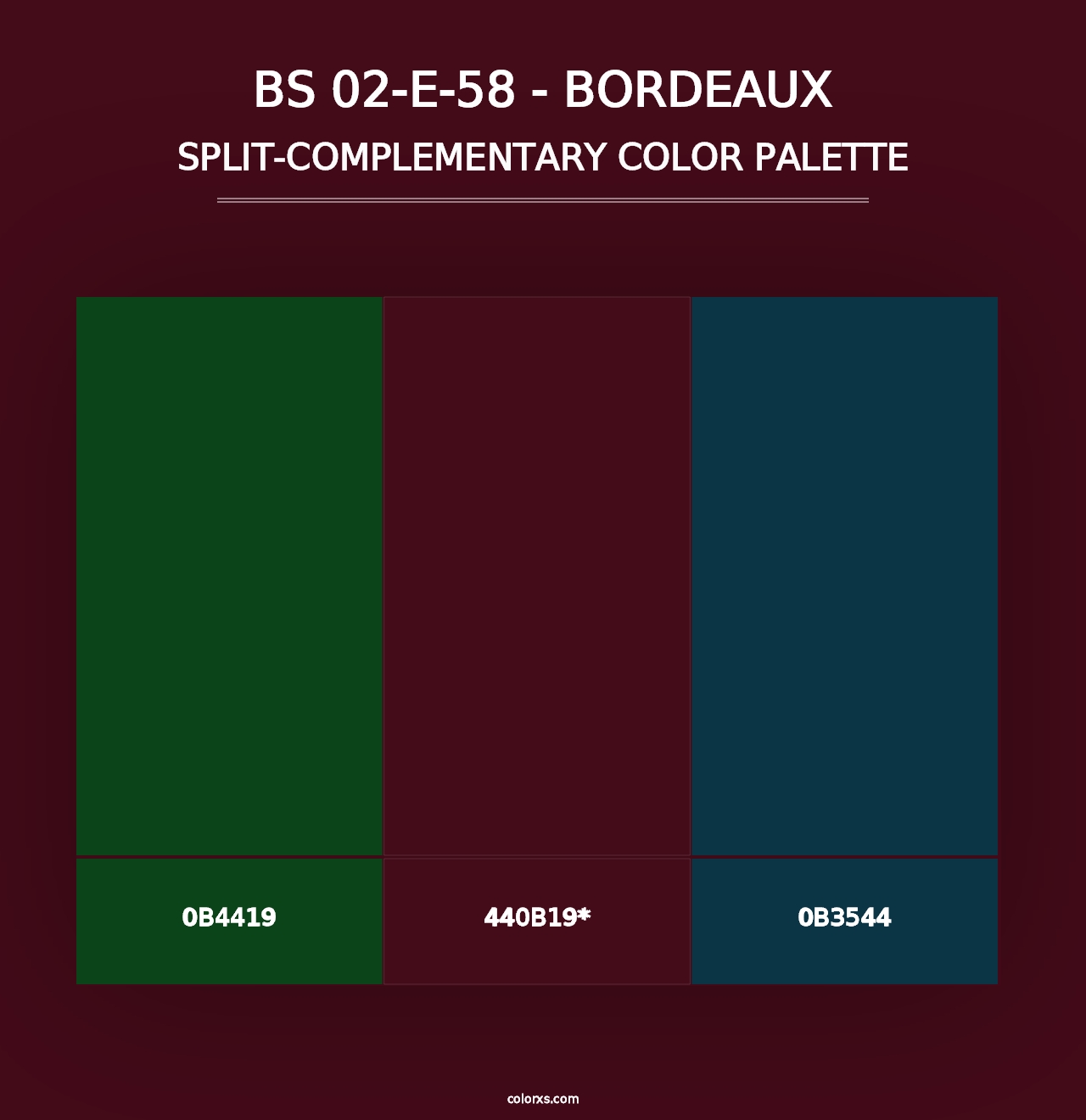 BS 02-E-58 - Bordeaux - Split-Complementary Color Palette