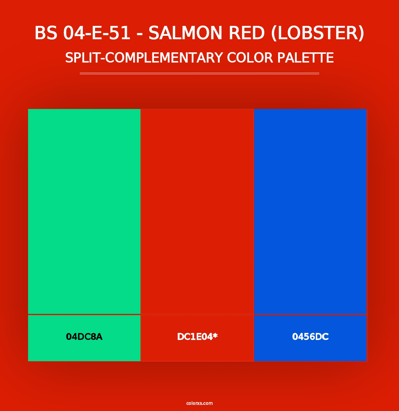 BS 04-E-51 - Salmon Red (Lobster) - Split-Complementary Color Palette