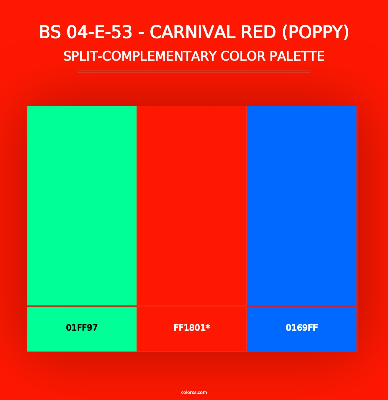 BS 04-E-53 - Carnival Red (Poppy) - Split-Complementary Color Palette