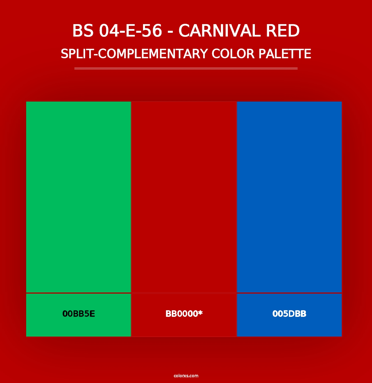 BS 04-E-56 - Carnival Red - Split-Complementary Color Palette