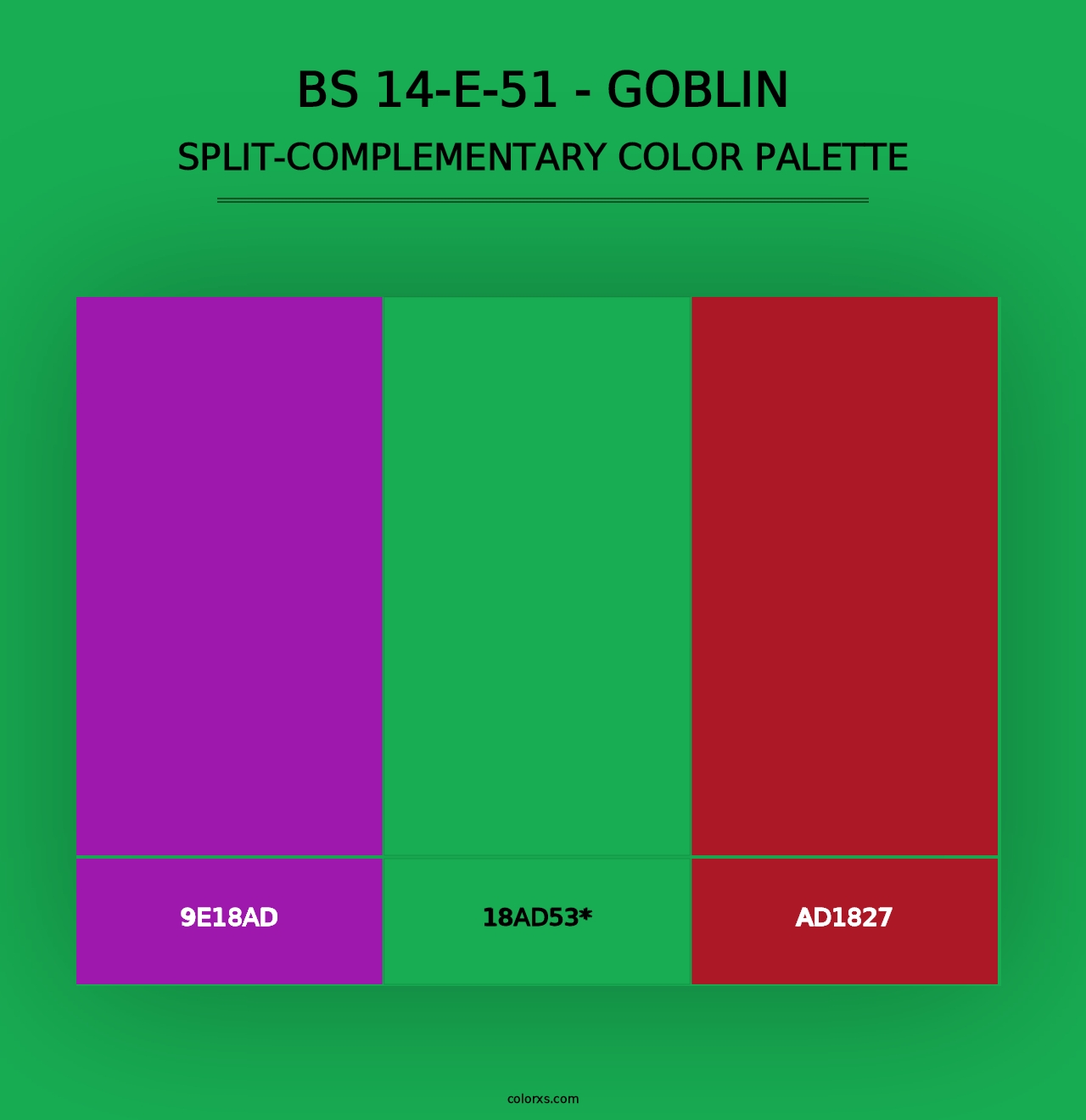 BS 14-E-51 - Goblin - Split-Complementary Color Palette