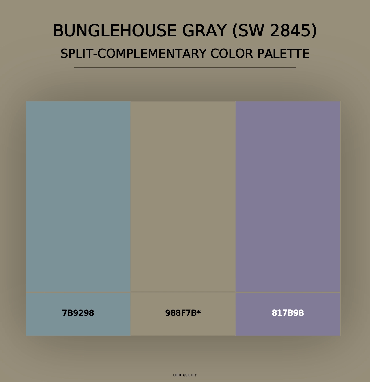 Bunglehouse Gray (SW 2845) - Split-Complementary Color Palette