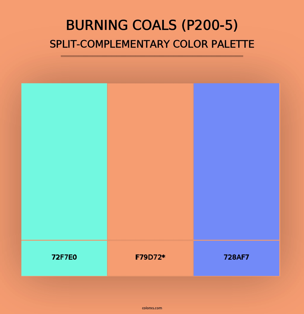 Burning Coals (P200-5) - Split-Complementary Color Palette