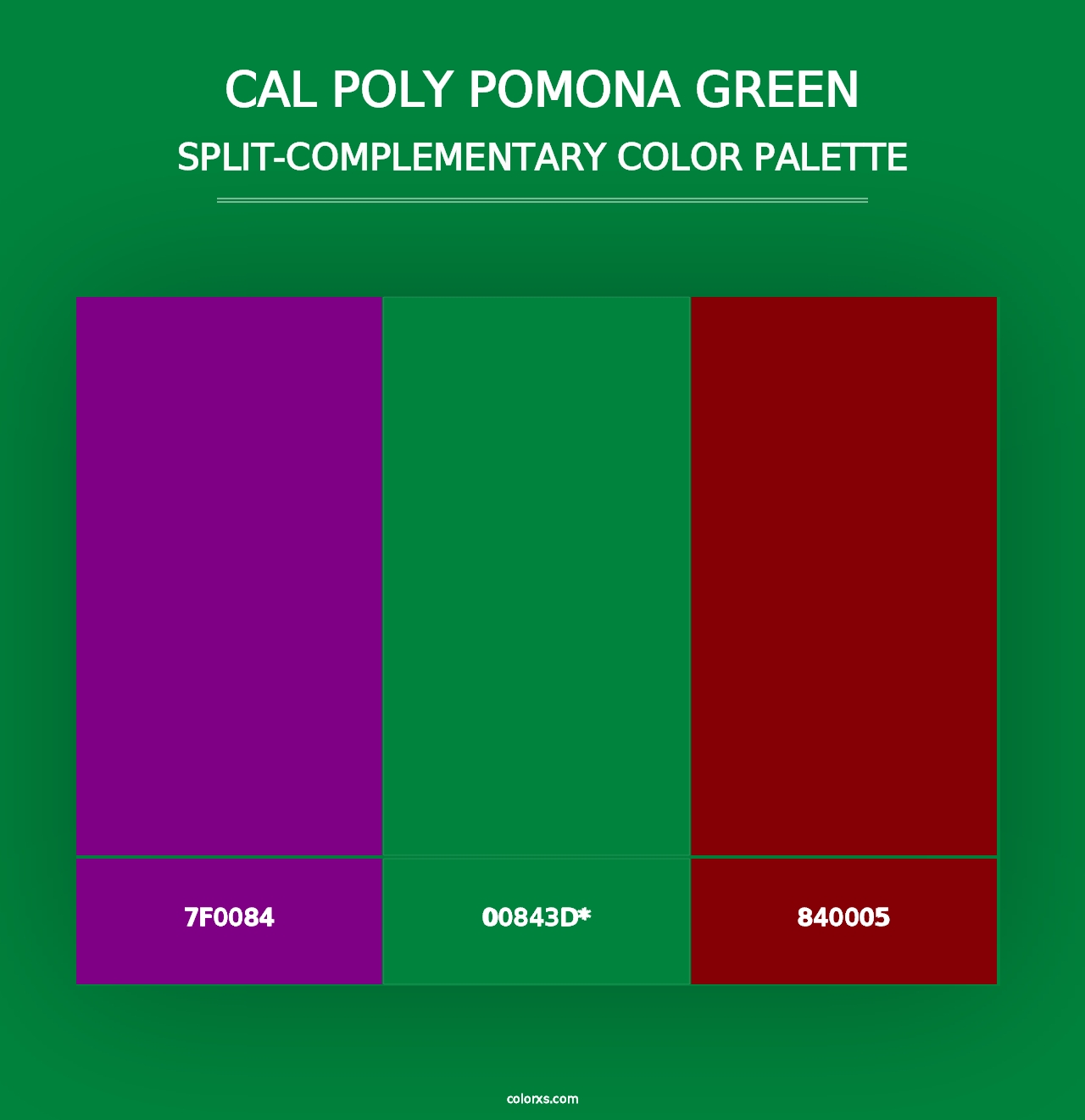 Cal Poly Pomona Green - Split-Complementary Color Palette