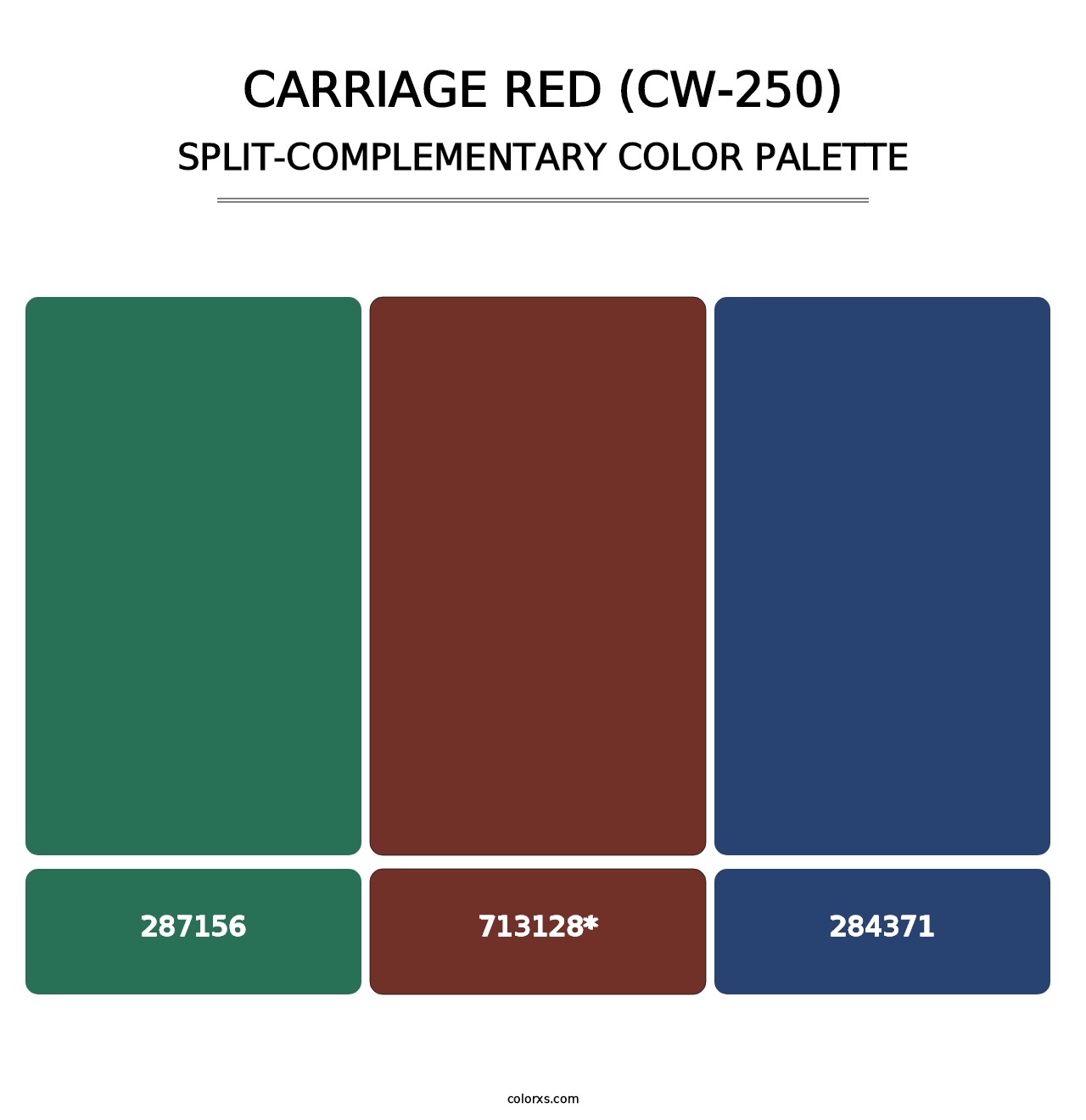 Carriage Red (CW-250) - Split-Complementary Color Palette