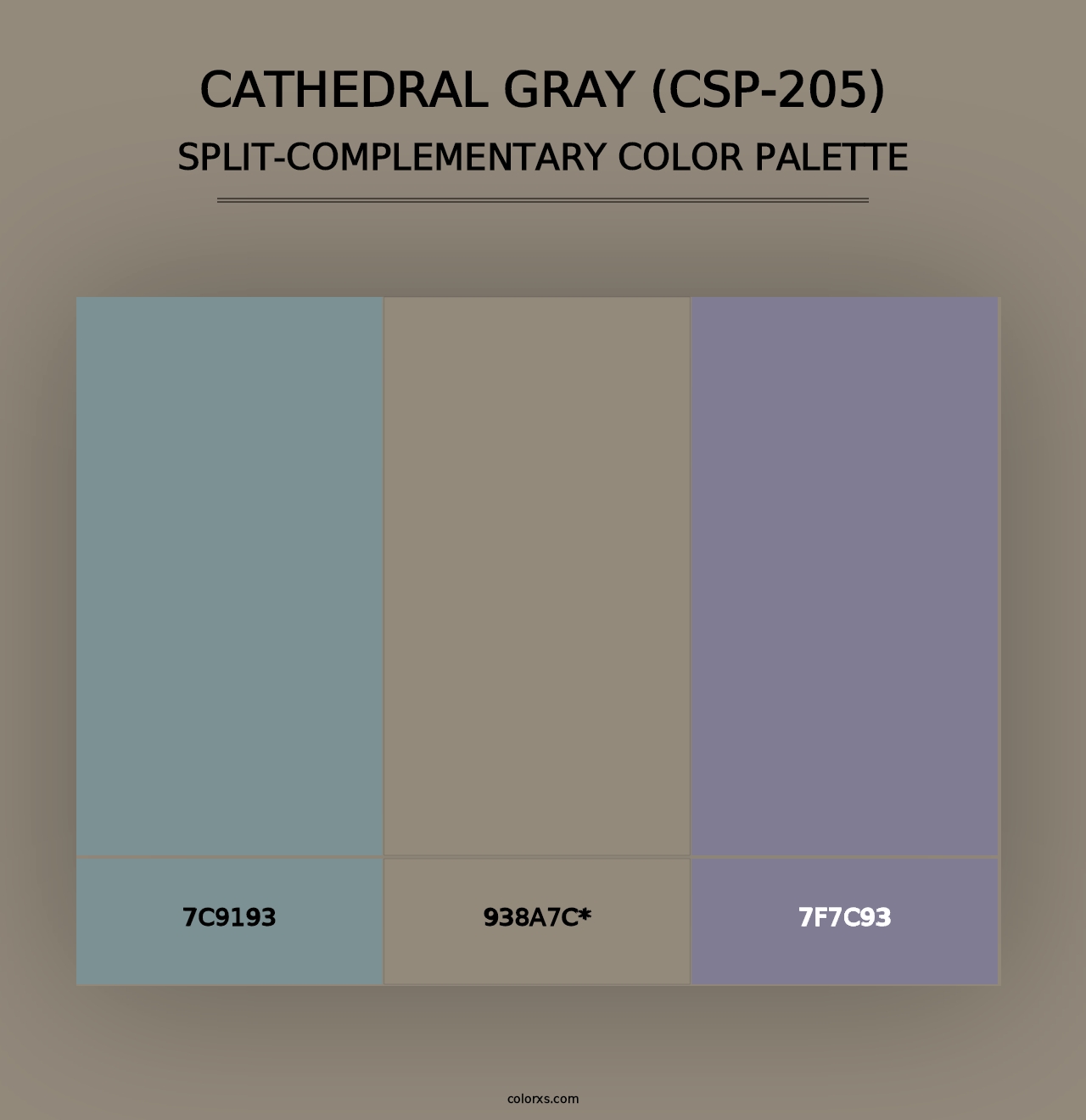 Cathedral Gray (CSP-205) - Split-Complementary Color Palette