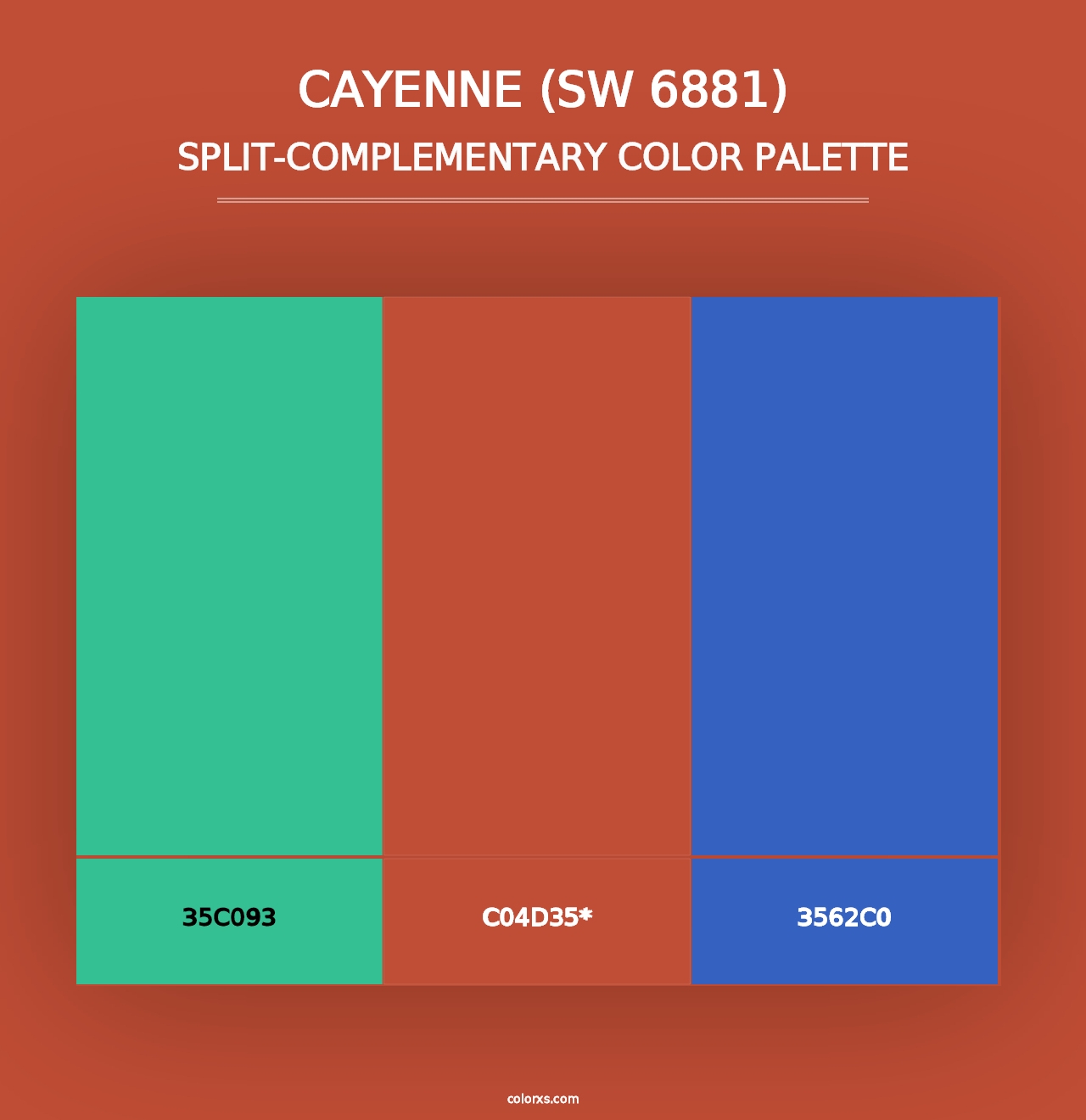 Cayenne (SW 6881) - Split-Complementary Color Palette