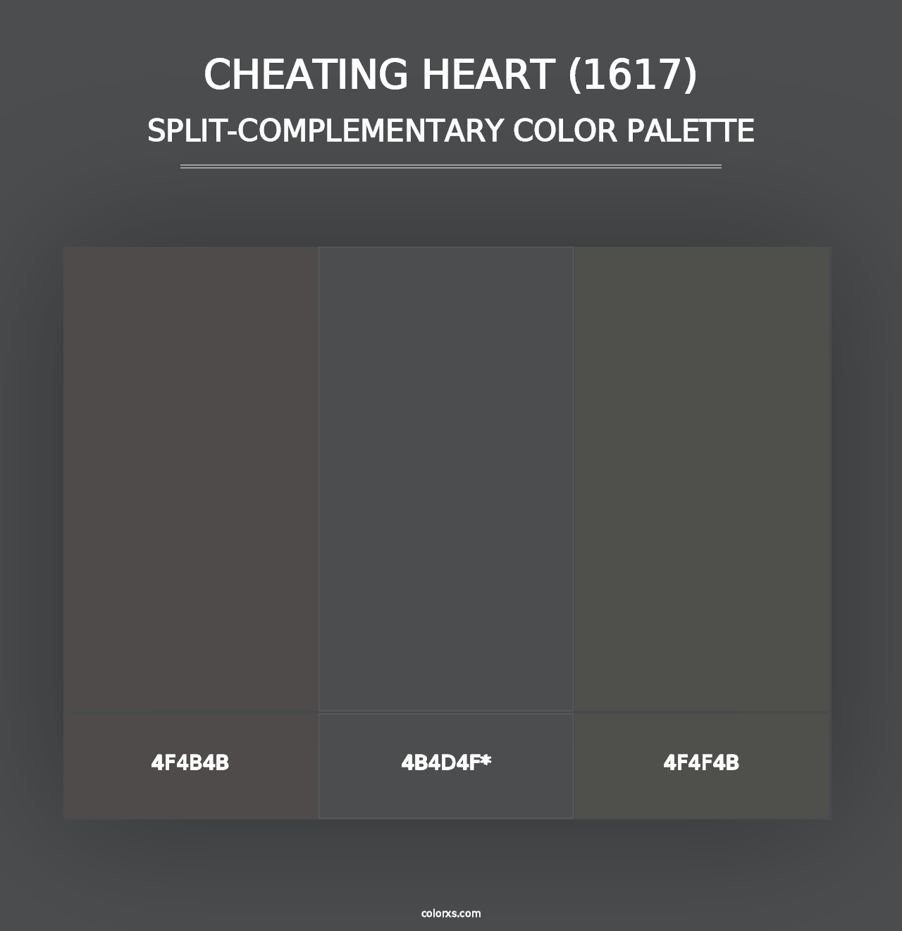 Cheating Heart (1617) - Split-Complementary Color Palette