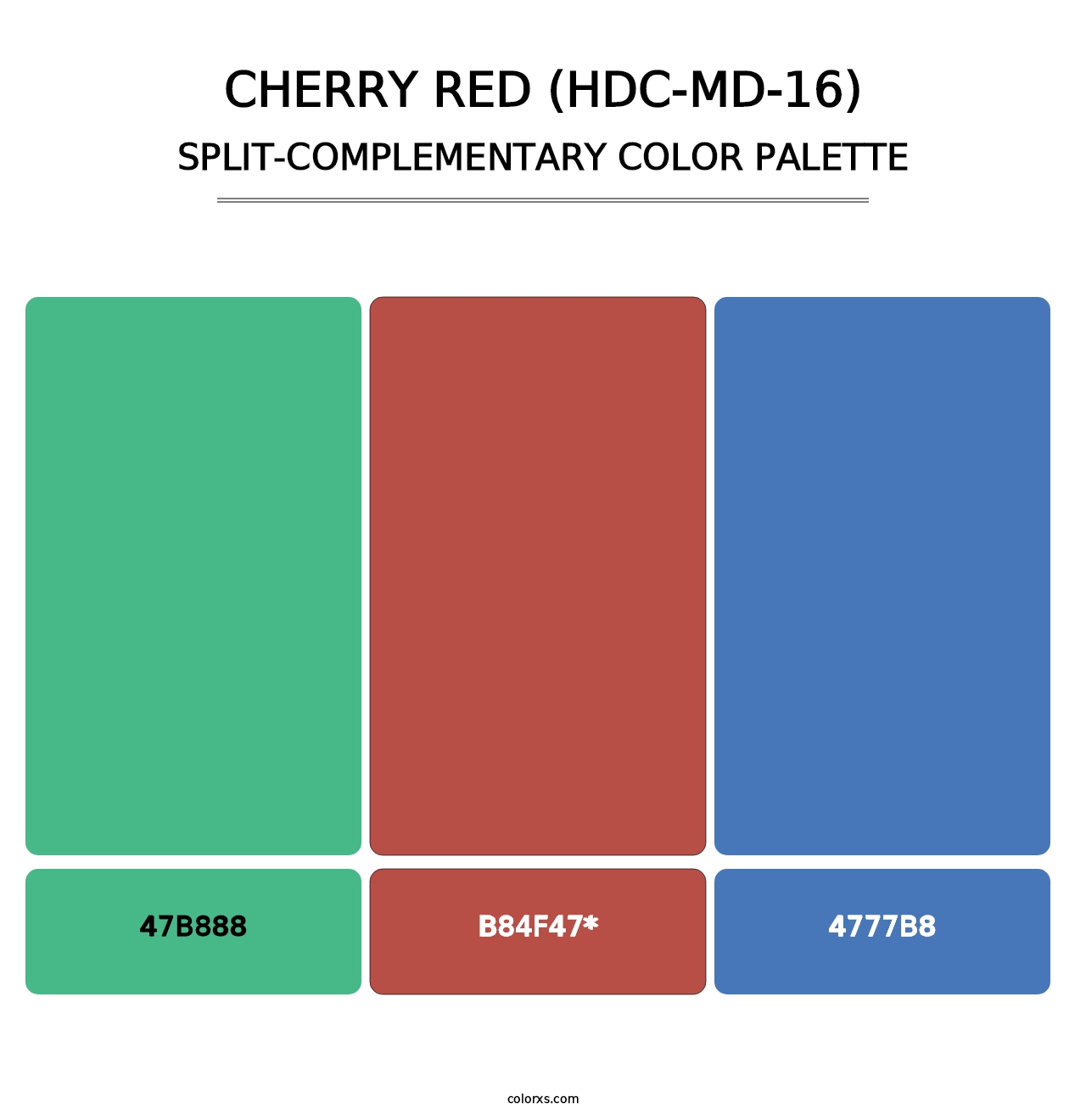 Cherry Red (HDC-MD-16) - Split-Complementary Color Palette