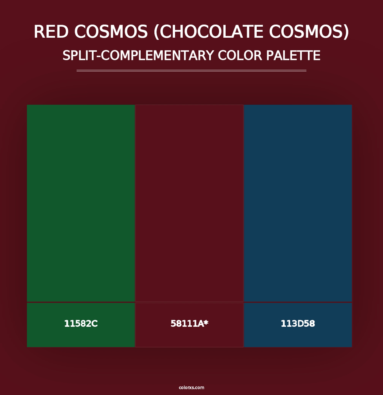 Red Cosmos (Chocolate Cosmos) - Split-Complementary Color Palette