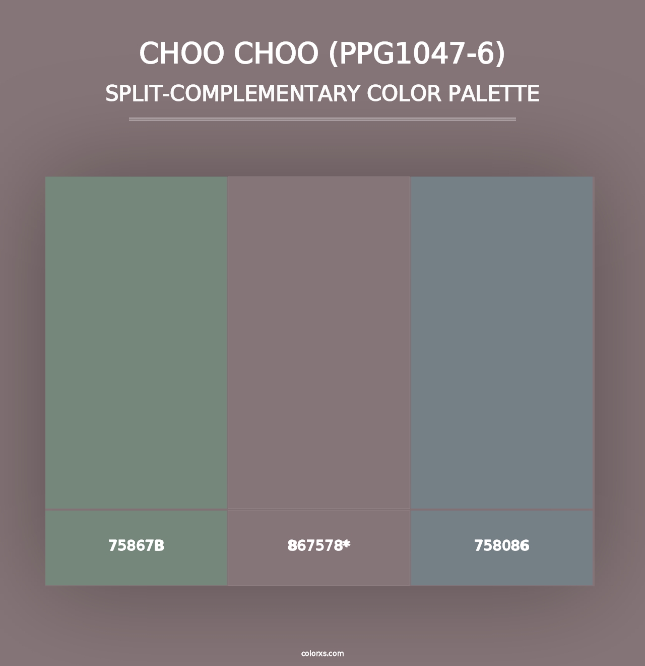 Choo Choo (PPG1047-6) - Split-Complementary Color Palette