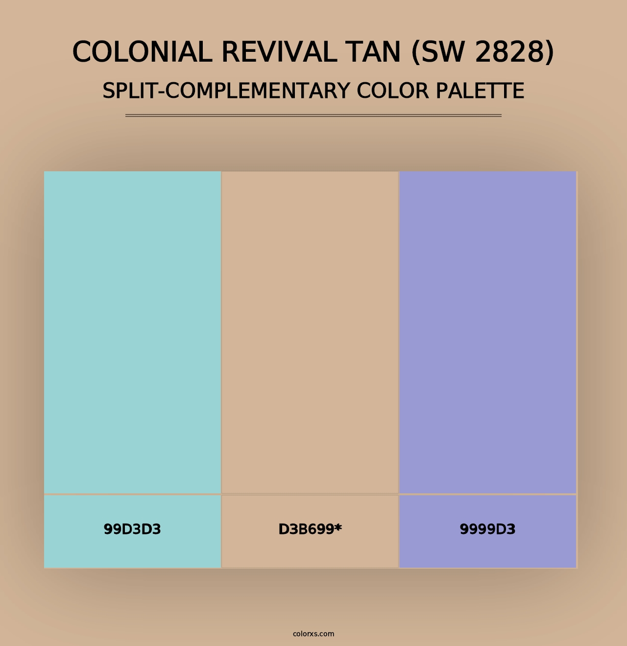 Colonial Revival Tan (SW 2828) - Split-Complementary Color Palette