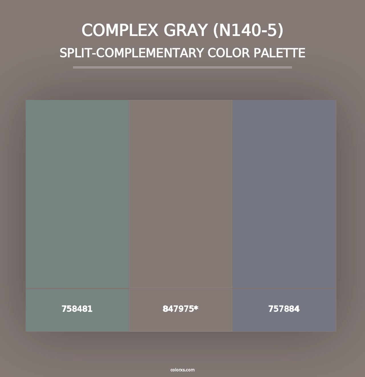 Complex Gray (N140-5) - Split-Complementary Color Palette