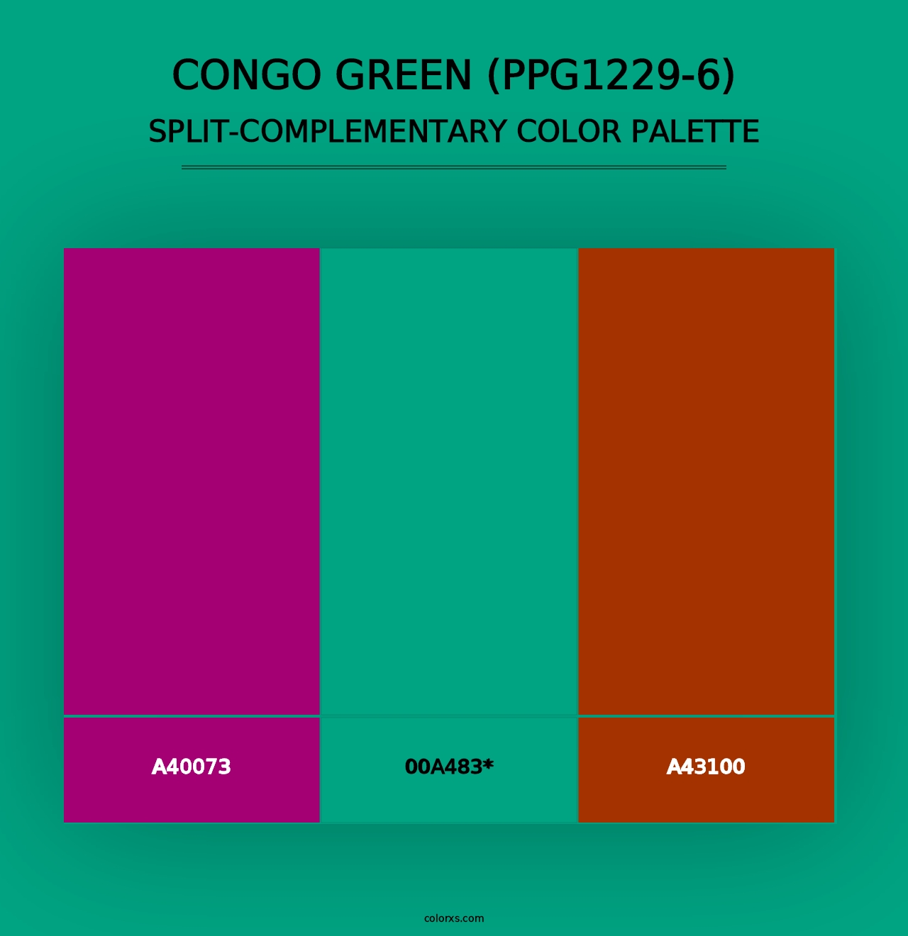 Congo Green (PPG1229-6) - Split-Complementary Color Palette