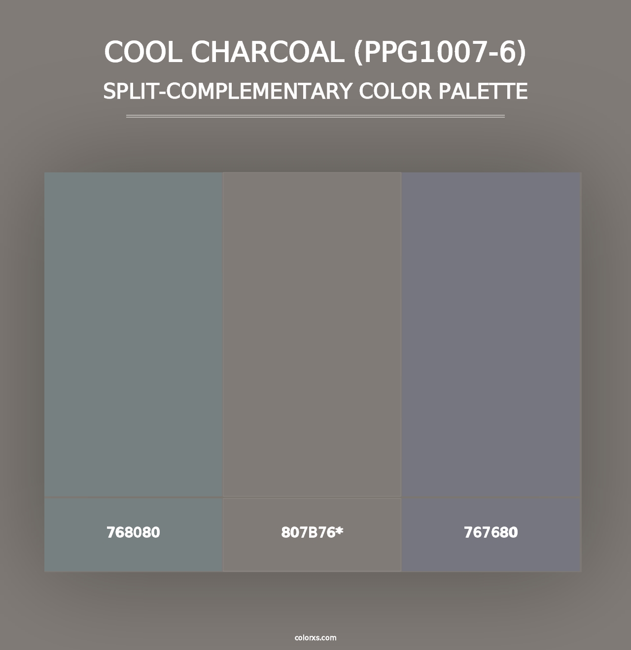 Cool Charcoal (PPG1007-6) - Split-Complementary Color Palette