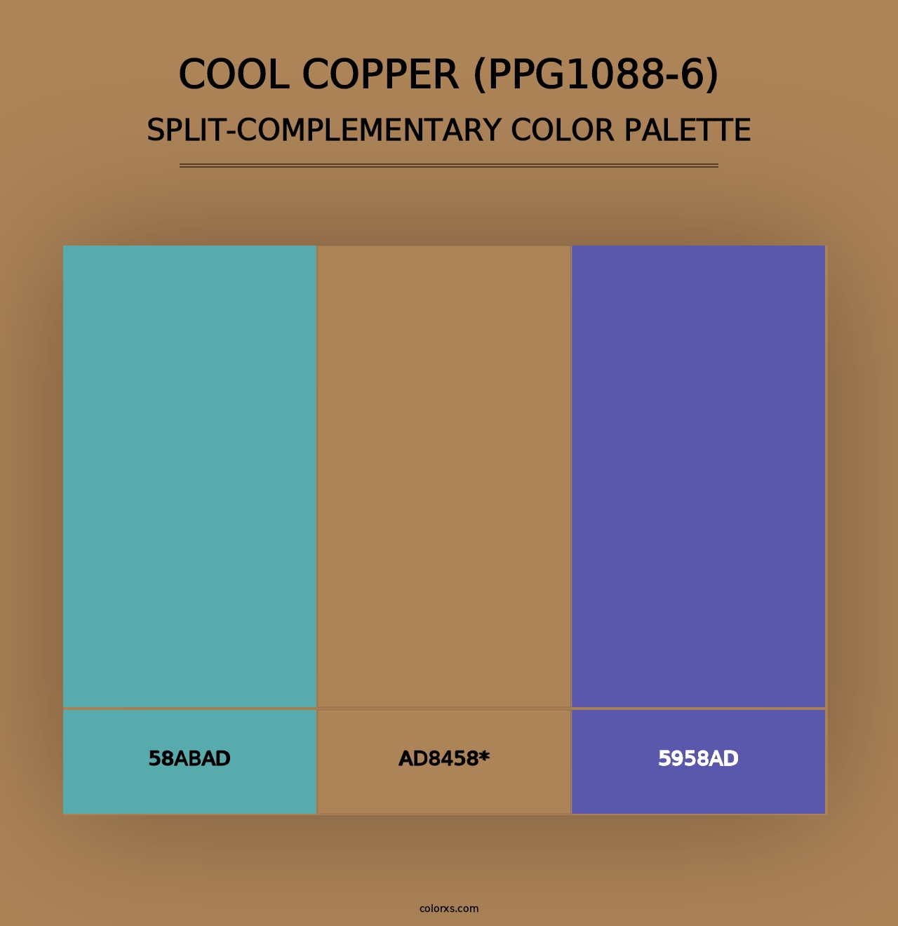 Cool Copper (PPG1088-6) - Split-Complementary Color Palette