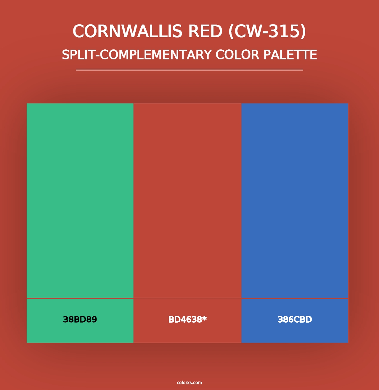 Cornwallis Red (CW-315) - Split-Complementary Color Palette