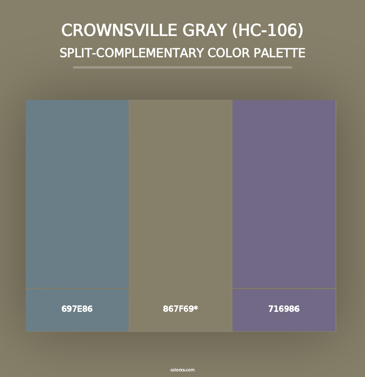 Crownsville Gray (HC-106) - Split-Complementary Color Palette