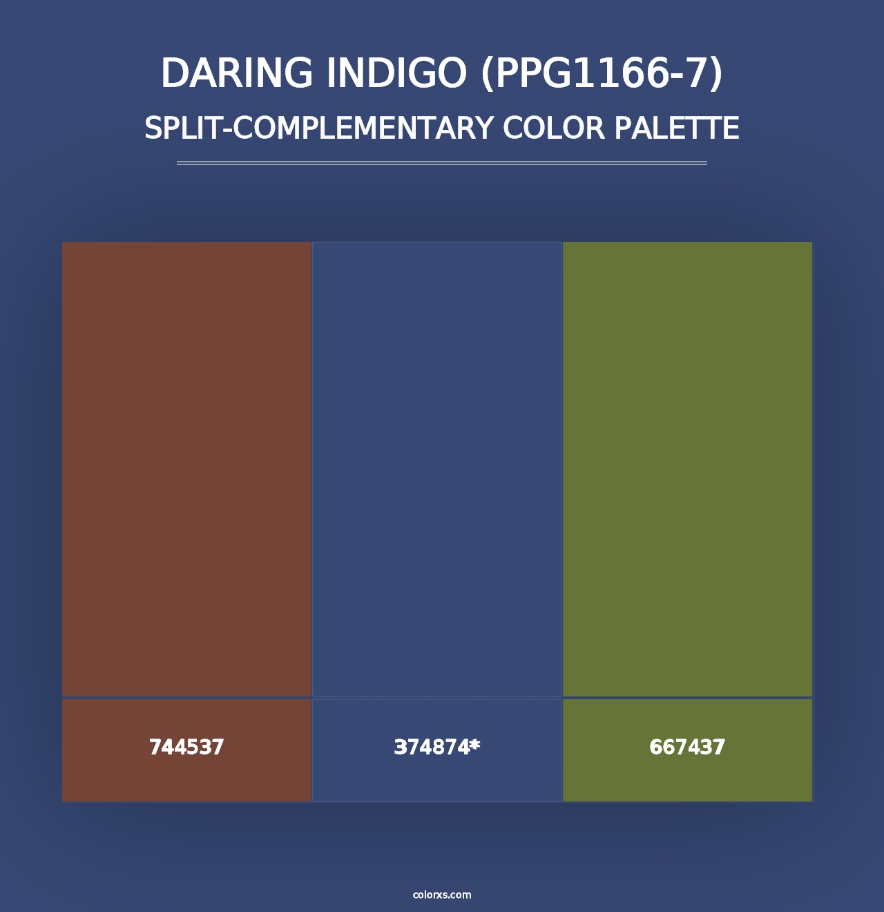 Daring Indigo (PPG1166-7) - Split-Complementary Color Palette