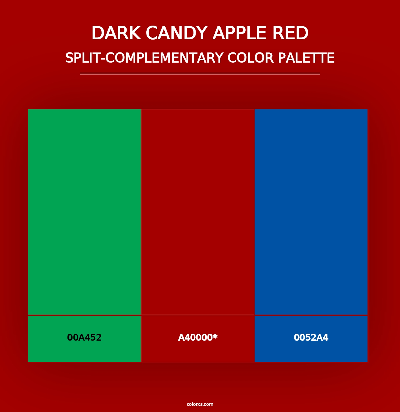 Dark Candy Apple Red - Split-Complementary Color Palette