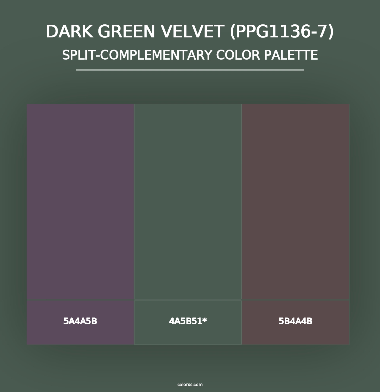 Dark Green Velvet (PPG1136-7) - Split-Complementary Color Palette