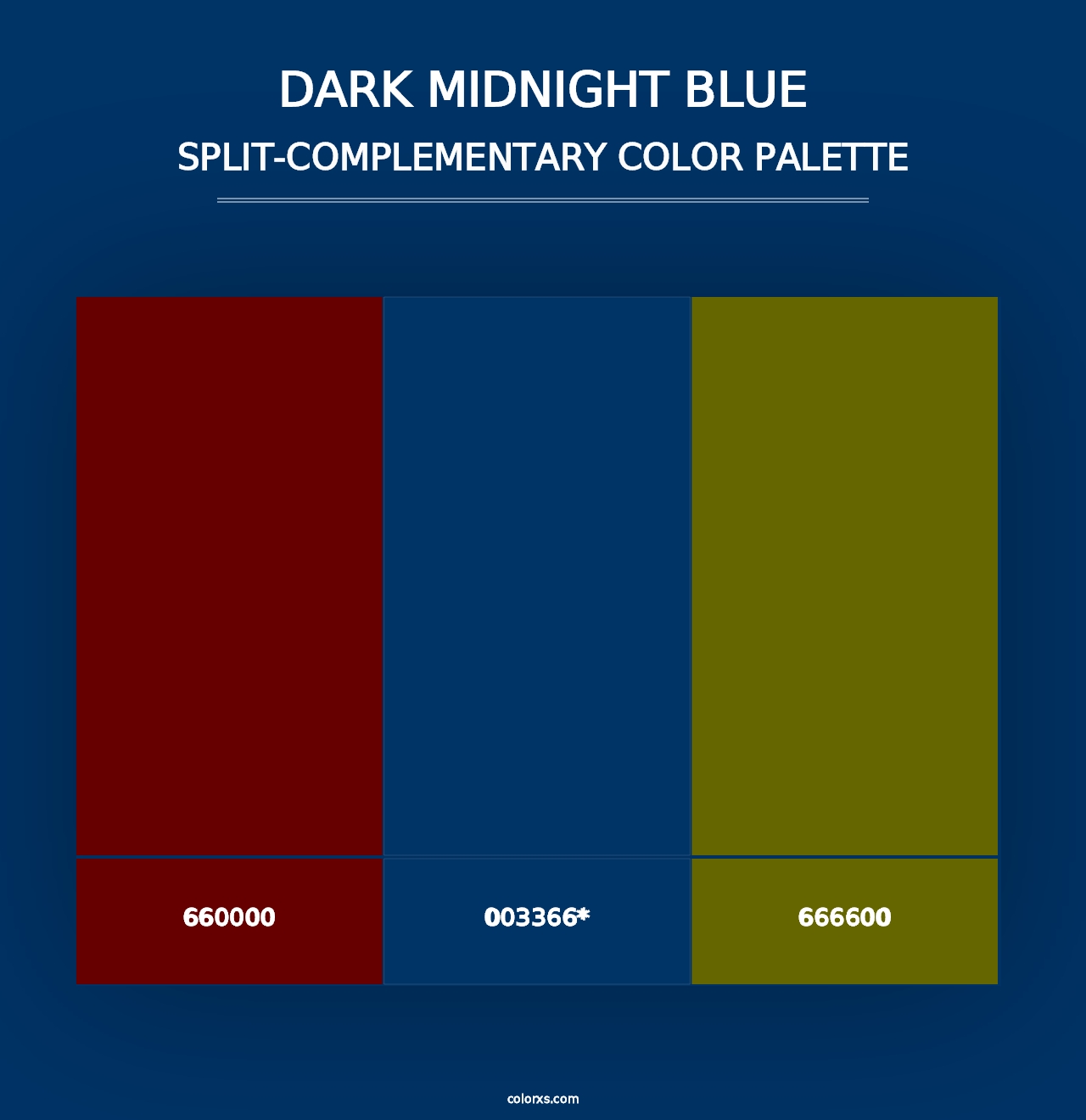 Dark Midnight Blue - Split-Complementary Color Palette